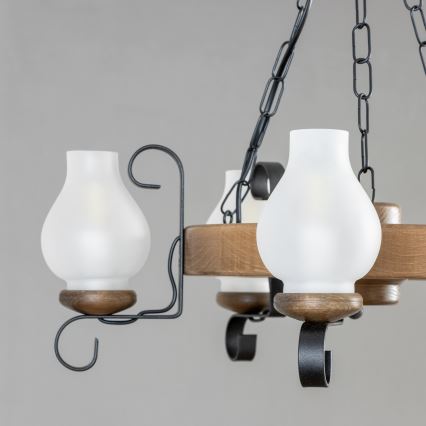 Brilagi - ROATA chain-hung chandelier 5xE14/40W/230V Ø 50 cm beech/walnut