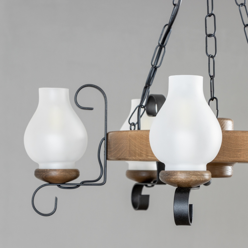 Brilagi - ROATA chain-hung chandelier 5xE14/40W/230V Ø 50 cm beech/walnut