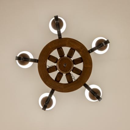 Brilagi - ROATA chain-hung chandelier 5xE14/40W/230V Ø 50 cm beech/walnut