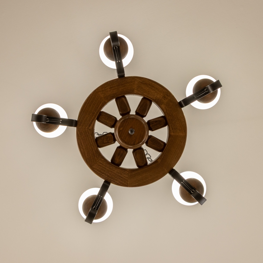 Brilagi - ROATA chain-hung chandelier 5xE14/40W/230V Ø 50 cm beech/walnut