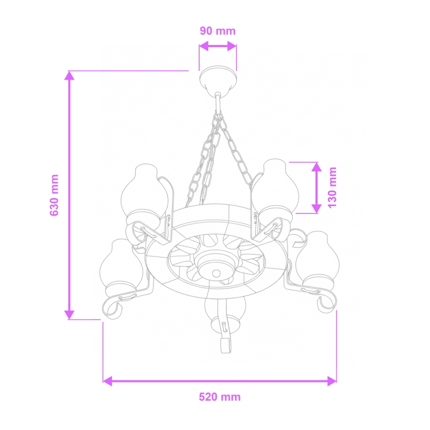 Brilagi - ROATA chain-hung chandelier 5xE14/40W/230V Ø 50 cm beech/walnut
