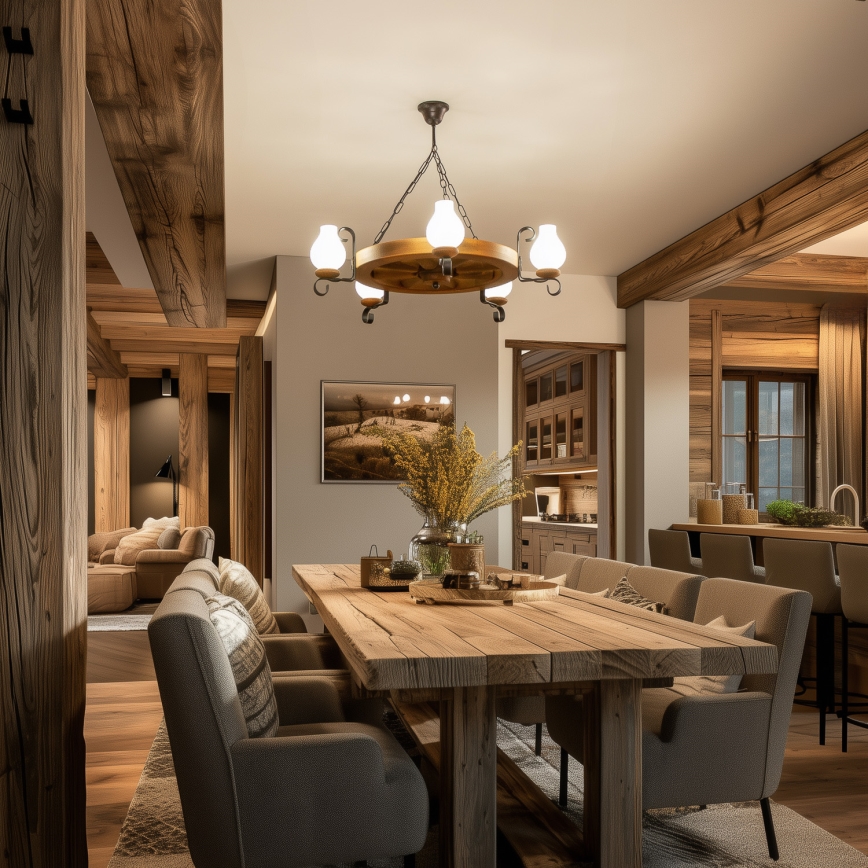 Brilagi - ROATA Chain-hung Chandelier 5xE14/40W/230V Ø 70 cm beech