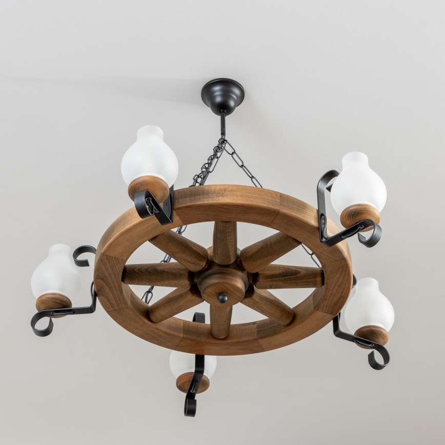 Brilagi - ROATA Chain-hung Chandelier 5xE14/40W/230V Ø 70 cm beech