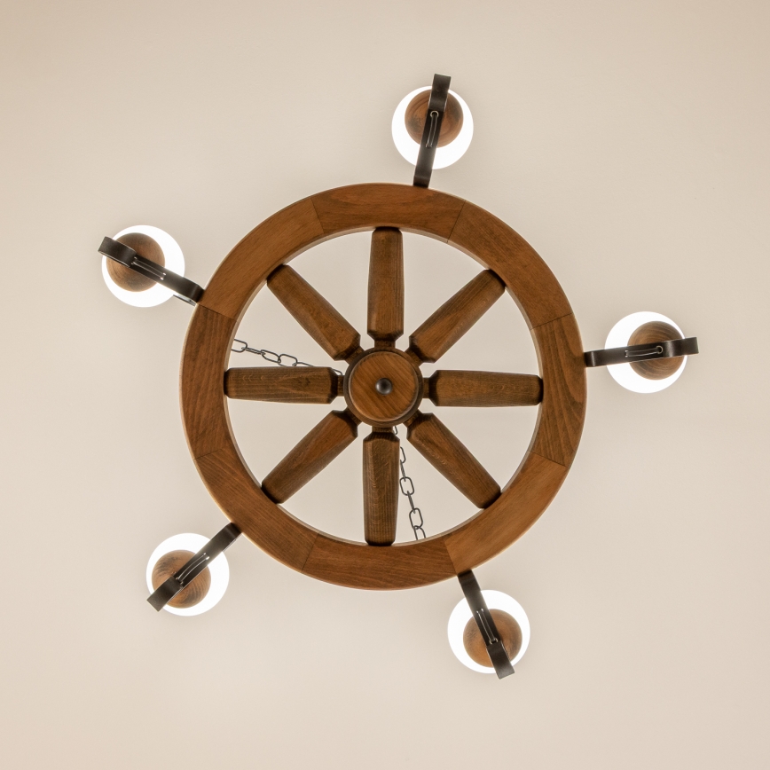 Brilagi - ROATA Chain-hung Chandelier 5xE14/40W/230V Ø 70 cm beech