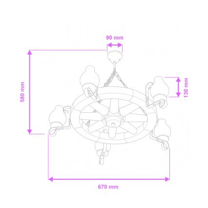 Brilagi - ROATA Chain-hung Chandelier 5xE14/40W/230V Ø 70 cm beech