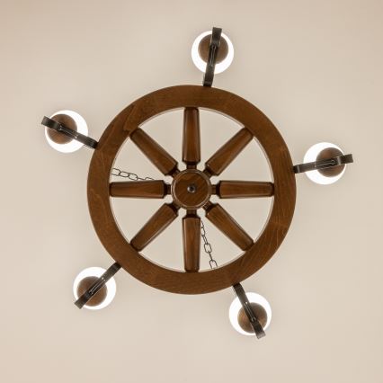 Brilagi - ROATA Chain-hung Chandelier 5xE14/40W/230V Ø 70 cm beech/walnut