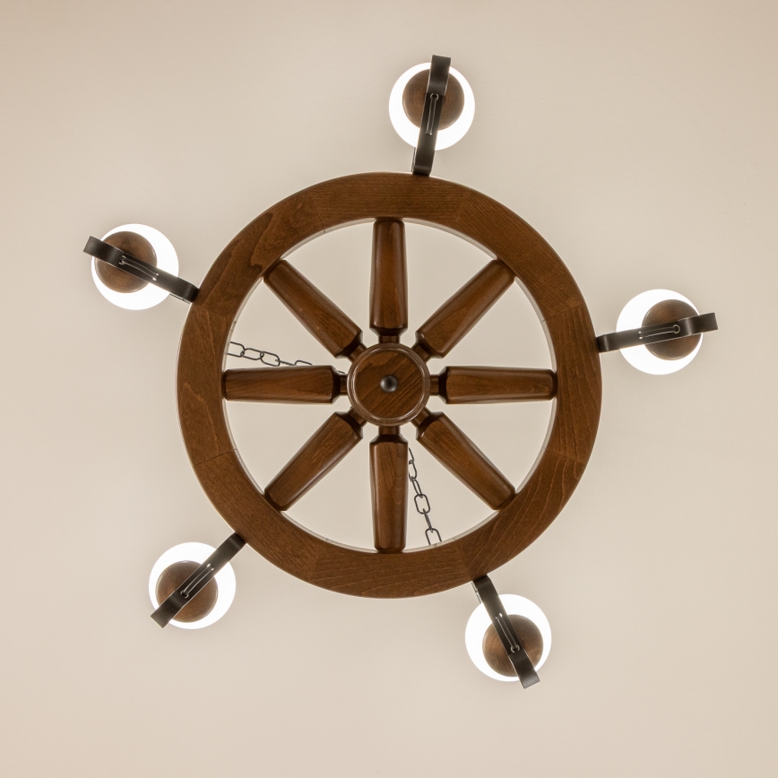 Brilagi - ROATA Chain-hung Chandelier 5xE14/40W/230V Ø 70 cm beech/walnut