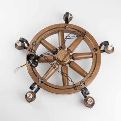 Brilagi - ROATA Chain-hung Chandelier 5xE14/40W/230V Ø 70 cm beech/walnut