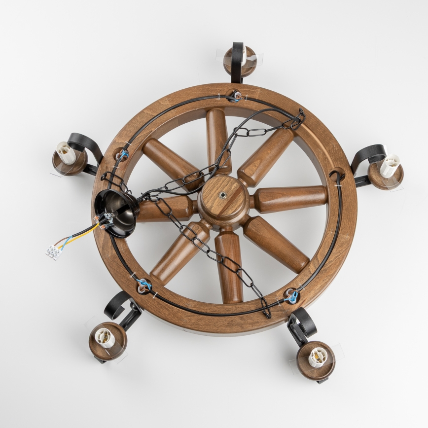 Brilagi - ROATA Chain-hung Chandelier 5xE14/40W/230V Ø 70 cm beech/walnut