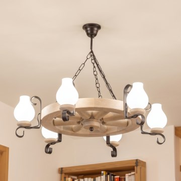 Brilagi - ROATA chain-hung chandelier 6xE14/40W/230V, oak