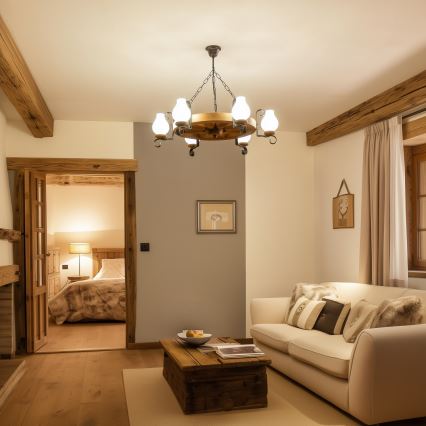 Brilagi - ROATA chain-hung chandelier 6xE14/40W/230V, Ø 70 cm, beech