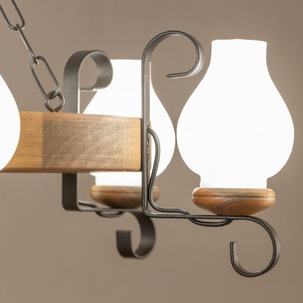 Brilagi - ROATA chain-hung chandelier 6xE14/40W/230V, Ø 70 cm, beech