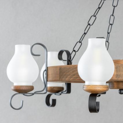 Brilagi - ROATA chain-hung chandelier 6xE14/40W/230V, Ø 70 cm, beech