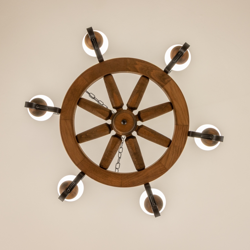 Brilagi - ROATA chain-hung chandelier 6xE14/40W/230V, Ø 70 cm, beech