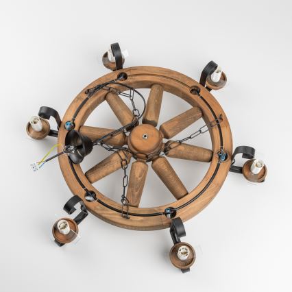 Brilagi - ROATA chain-hung chandelier 6xE14/40W/230V, Ø 70 cm, beech