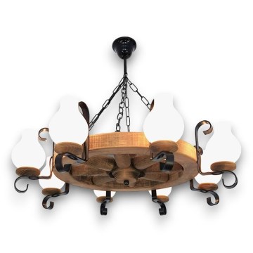Brilagi - ROATA chain-hung chandelier, 8 x E14 (max. 40 W) / 230 V, Ø 70 cm, beech