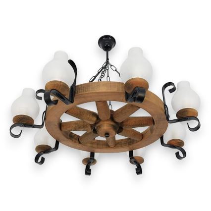 Brilagi - ROATA chain-hung chandelier, 8 x E14 (max. 40 W) / 230 V, Ø 70 cm, beech