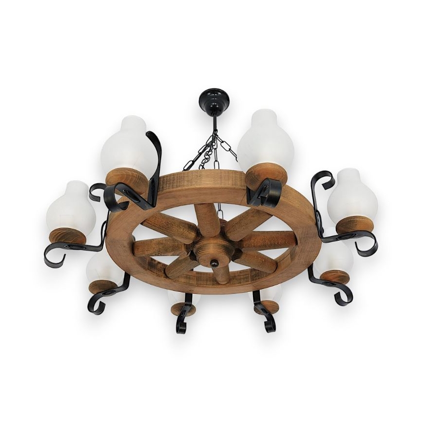 Brilagi - ROATA chain-hung chandelier, 8 x E14 (max. 40 W) / 230 V, Ø 70 cm, beech