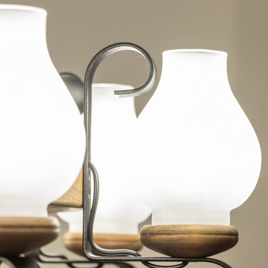 Brilagi - ROATA chain-hung chandelier, 8 x E14 (max. 40 W) / 230 V, Ø 70 cm, beech