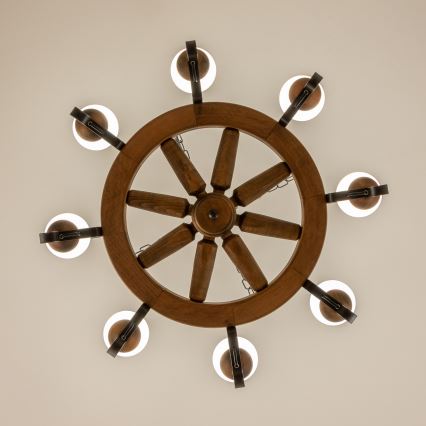 Brilagi - ROATA chain-hung chandelier, 8 x E14 (max. 40 W) / 230 V, Ø 70 cm, beech