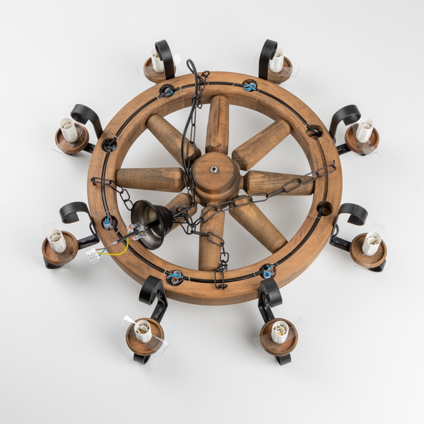 Brilagi - ROATA chain-hung chandelier, 8 x E14 (max. 40 W) / 230 V, Ø 70 cm, beech