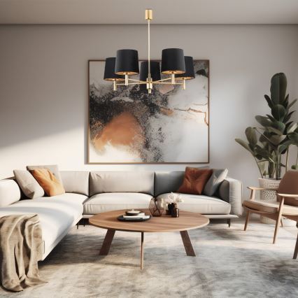Brilagi - Rod chandelier MONTE 5xE27/15W/230V black/gold