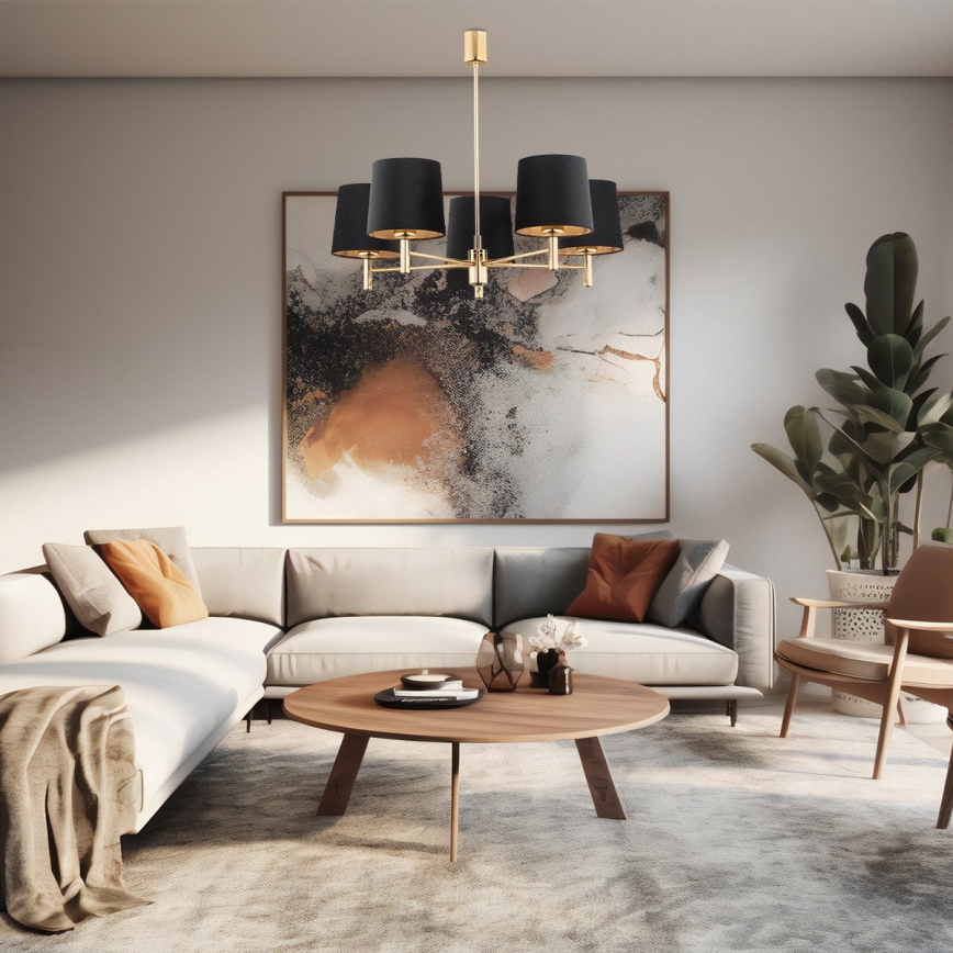 Brilagi - Rod chandelier MONTE 5xE27/15W/230V black/gold
