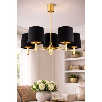 Brilagi - Rod chandelier MONTE 5xE27/15W/230V black/gold