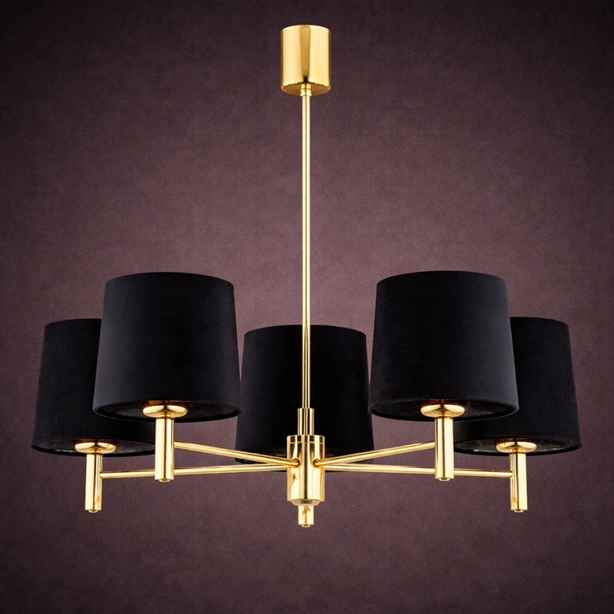 Brilagi - Rod chandelier MONTE 5xE27/15W/230V black/gold