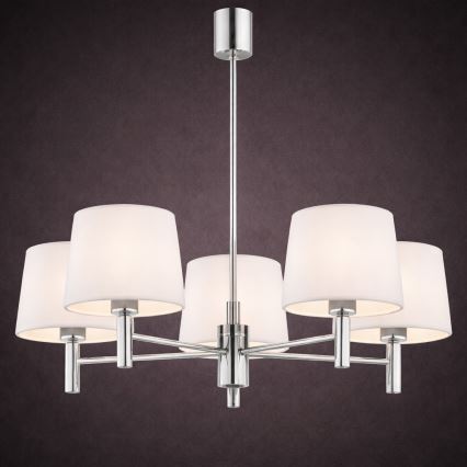 Brilagi - Rod Chandelier MONTE 5xE27/15W/230V cream/polished chrome