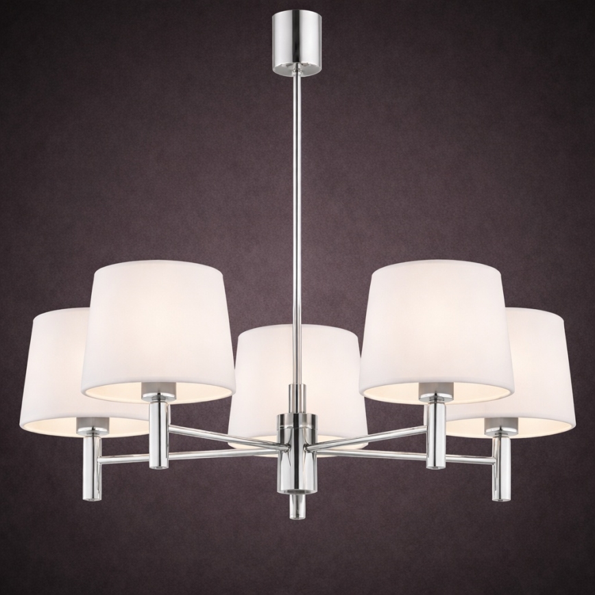 Brilagi - Rod Chandelier MONTE 5xE27/15W/230V cream/polished chrome