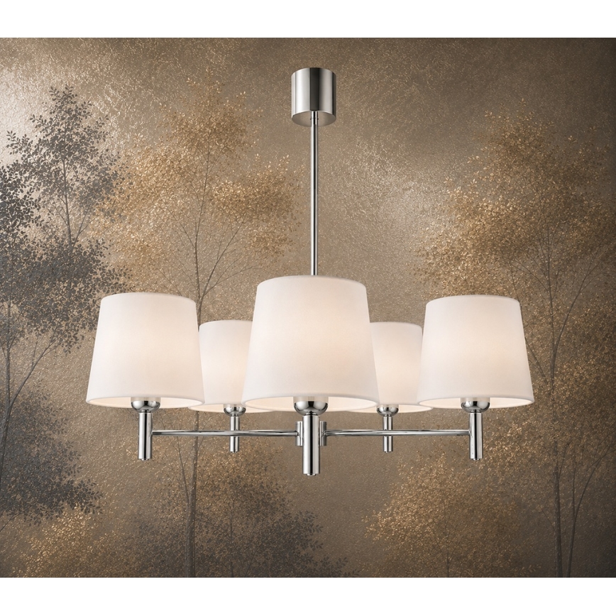 Brilagi - Rod Chandelier MONTE 5xE27/15W/230V cream/polished chrome