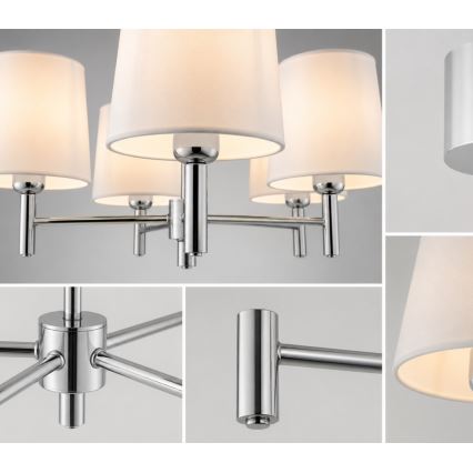 Brilagi - Rod Chandelier MONTE 5xE27/15W/230V cream/polished chrome