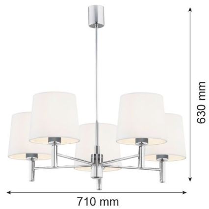 Brilagi - Rod Chandelier MONTE 5xE27/15W/230V cream/polished chrome