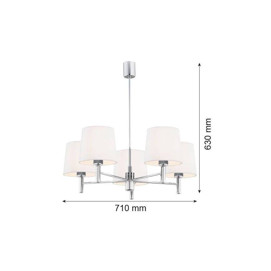 Brilagi - Rod Chandelier MONTE 5xE27/15W/230V cream/polished chrome