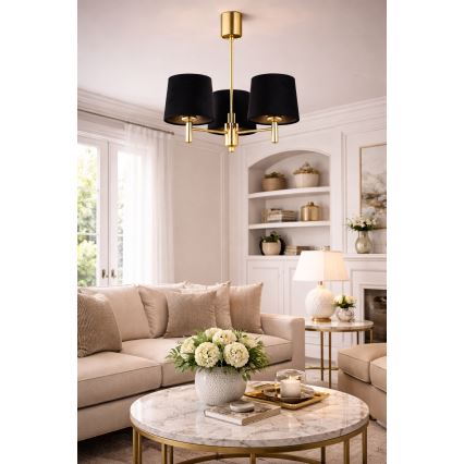 Brilagi - Rod-mounted chandelier MONTE 3xE27/15W/230V black/gold