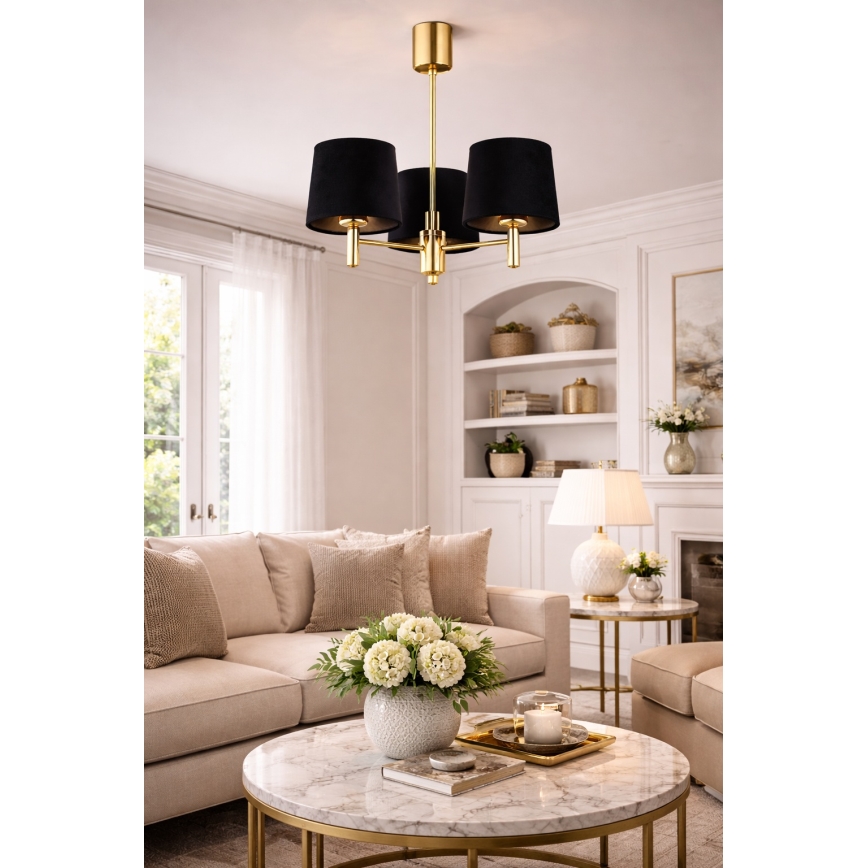 Brilagi - Rod-mounted chandelier MONTE 3xE27/15W/230V black/gold