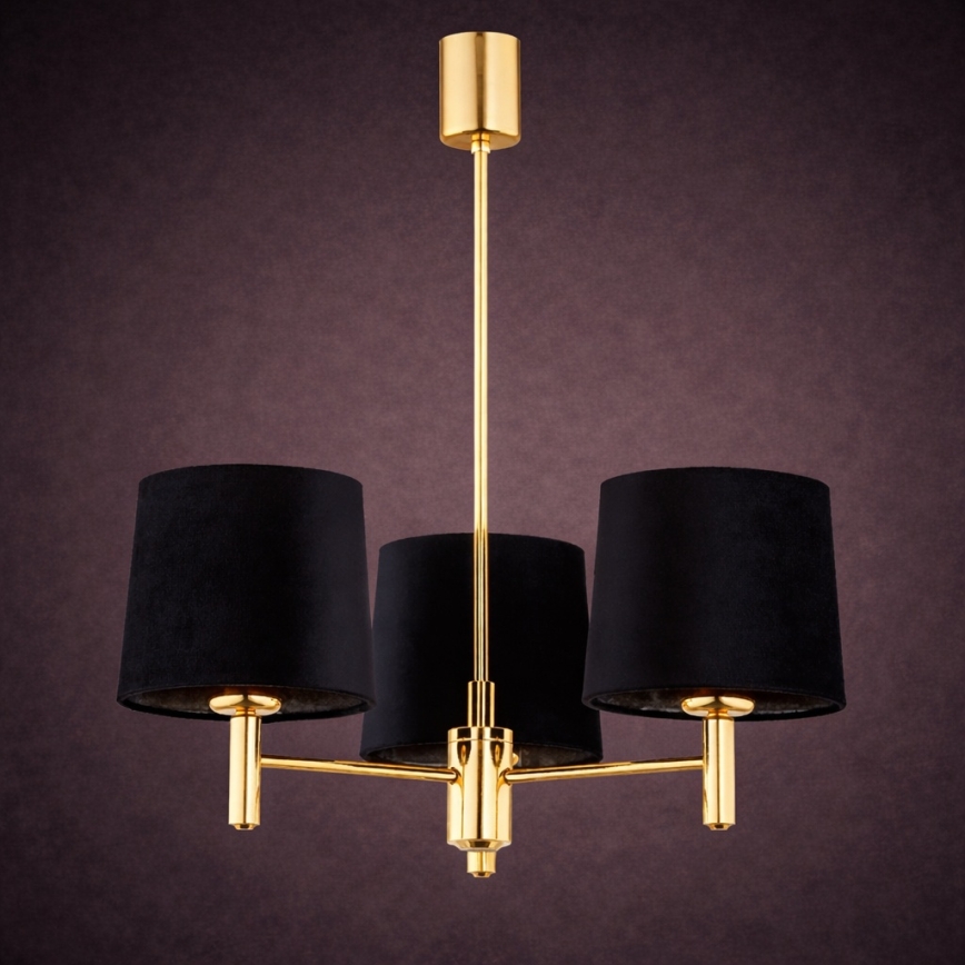 Brilagi - Rod-mounted chandelier MONTE 3xE27/15W/230V black/gold