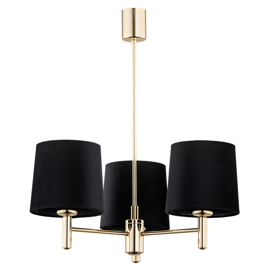 Brilagi - Rod-mounted chandelier MONTE 3xE27/15W/230V black/gold