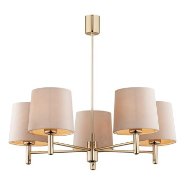 Brilagi - Rod-mounted chandelier MONTE 5xE27/15W/230V beige/gold