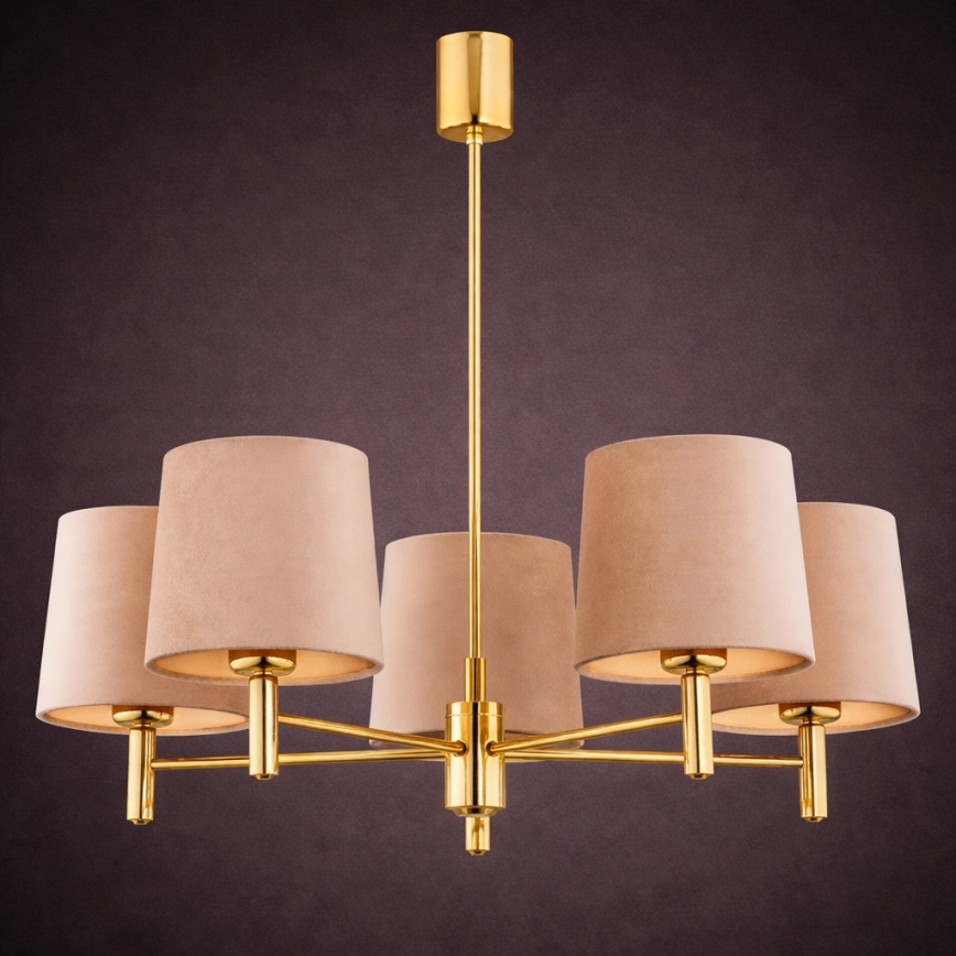 Brilagi - Rod-mounted chandelier MONTE 5xE27/15W/230V beige/gold