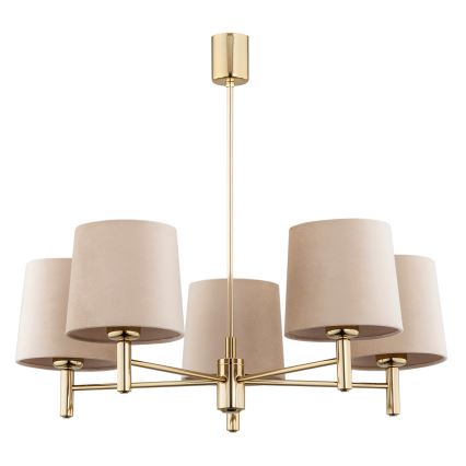 Brilagi - Rod-mounted chandelier MONTE 5xE27/15W/230V beige/gold