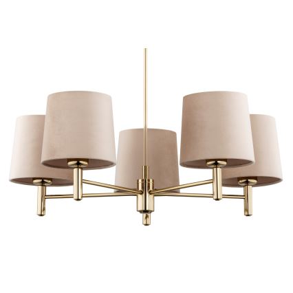 Brilagi - Rod-mounted chandelier MONTE 5xE27/15W/230V beige/gold