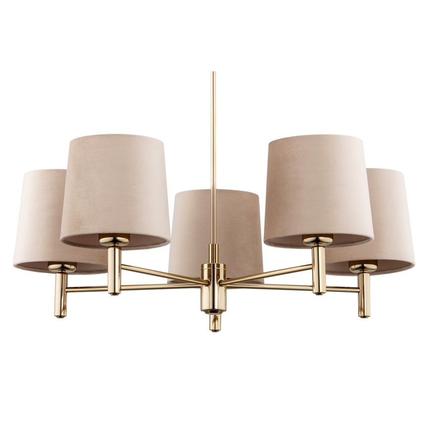Brilagi - Rod-mounted chandelier MONTE 5xE27/15W/230V beige/gold