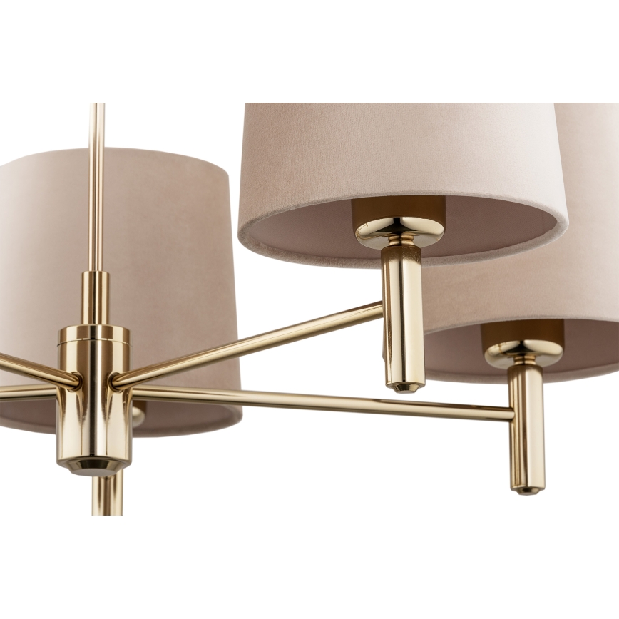 Brilagi - Rod-mounted chandelier MONTE 5xE27/15W/230V beige/gold