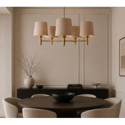 BRILAGI - Rod-mounted chandelier MONTE 5xE27/60W/230V beige/gold