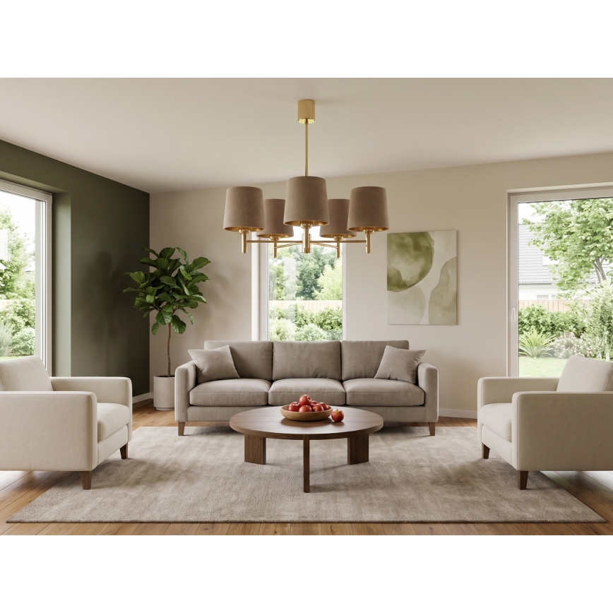 BRILAGI - Rod-mounted chandelier MONTE 5xE27/60W/230V beige/gold