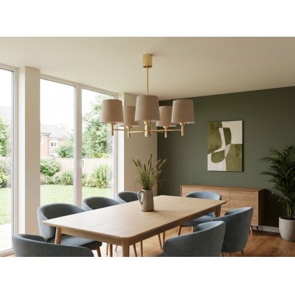 BRILAGI - Rod-mounted chandelier MONTE 5xE27/60W/230V beige/gold