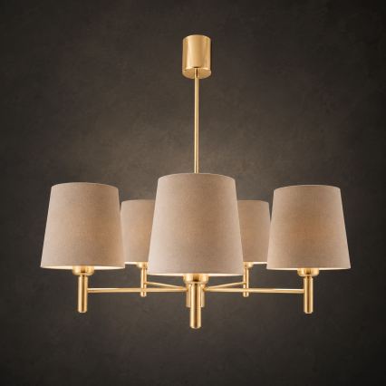 BRILAGI - Rod-mounted chandelier MONTE 5xE27/60W/230V beige/gold