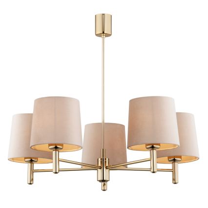 BRILAGI - Rod-mounted chandelier MONTE 5xE27/60W/230V beige/gold